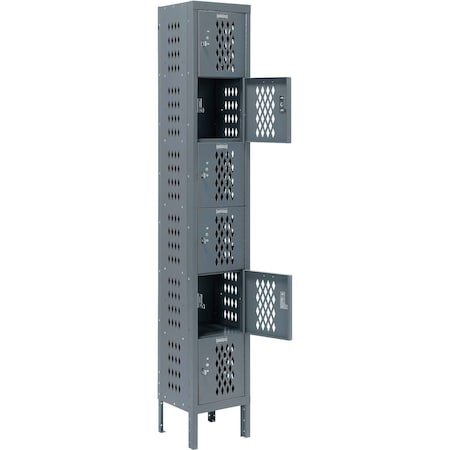 Six Tier 6 Door Ventilated Locker, 12Wx18Dx12H, Assembled